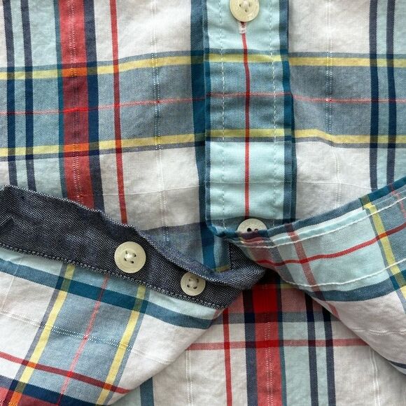 Nautica Mens Short Sleeve Button-down Plaid Shirt, Classic Fit, Size M - Picture 5 of 7